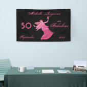 Boho 50. Geburtstag Pink Frauentänzer Personalisie Banner (Messeveranstaltung)