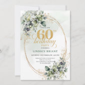 Boho 60. Geburtstag Botanische Grüne Einladung (Vorderseite)