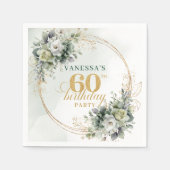 Boho 60. Geburtstag Dusty Green Eucalyptus Party   Serviette (Vorderseite)