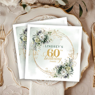 Boho 60. Geburtstag Dusty Green Eucalyptus Party Serviette
