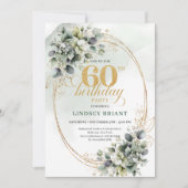 Boho 60. Geburtstag Grünes Blatt Einladung (Vorderseite)