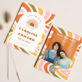 Boho 70er Groovy Wavy Sun Save the Date Qr-Code