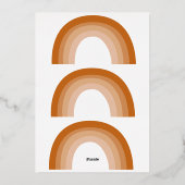 Boho 70er Rainbow Terracotta Baby Showroom Gold Folieneinladung (Rückseite)