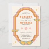 Boho 70er Retro farbenfrohe Groovy Frame Wedding Einladung (Vorderseite)