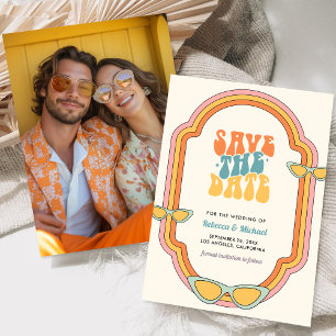 Boho 70er Retro farbenfrohe Groovy Frame Wedding Save The Date