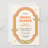 Boho 70er Retro Farbiges Groovy Frame Brautparty Einladung (Vorderseite)