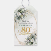 Boho 80. Geburtstag Botanisch Grüne Karte Geschenkanhänger (Rückseite)