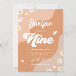Boho 9. Geburtstag Daisy Floral Groovy 70's Party Einladung