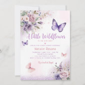 Boho A Little Butterfly Floral Girl Baby Dusche Einladung (Vorderseite)