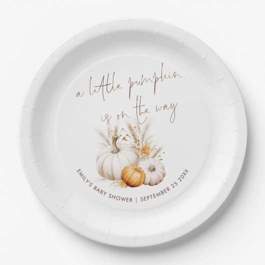 Boho A Little Pumpkin ist auf Way Baby Dusche Pappteller (Vorderseite)
