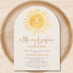 Boho A Little Ray of Sunshine Baby Shower Arch Einladung<br><div class="desc">Are you planning a sun-themed baby shower? This boho sunshine baby shower arch invitation features the text "A little ray of sunshine is almost here!" with a cute watercolor smiling yellow sun on a soft cream background. Perfect for a gender-neutral baby shower. Easily customizable. Original Watercolor © Michele Davies.</div>