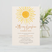 Boho A Little Ray of Sunshine Baby Shower Einladung (Stehend Vorderseite)