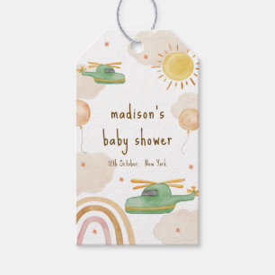 Boho-Abenteuer-Hubschrauber-Flugzeug-Baby-Party Geschenkanhänger