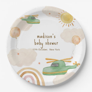 Boho-Abenteuer-Hubschrauber-Flugzeug-Baby-Party Pappteller