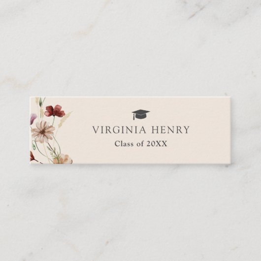 Boho Abschluss Name Card Mini Visitenkarte (Vorderseite)