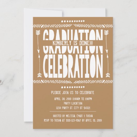 Boho Abschluss-Party Einladungen (Vorderseite)