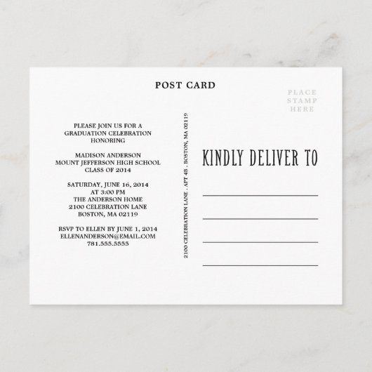 Boho | Abschluss Postkarte Einladung (Rückseite)