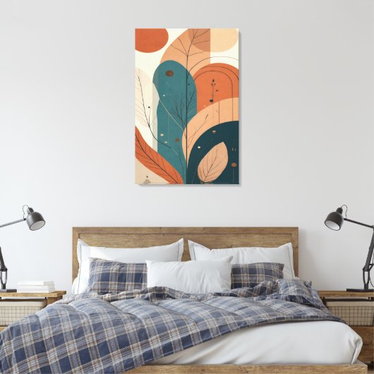 Boho Abstract Botanical Modern Minimal Wall Art Leinwanddruck (Insitu (Schlafzimmer))