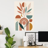 Boho Abstract Botanical Retro Minimal Art Poster (Heimbüro)