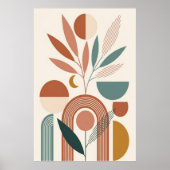 Boho Abstract Botanical Retro Minimal Art  Poster (Vorne)