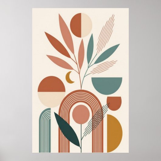 Boho-Abstract-Botanischer Retro-Minimal-Kunst Poster (Vorne)