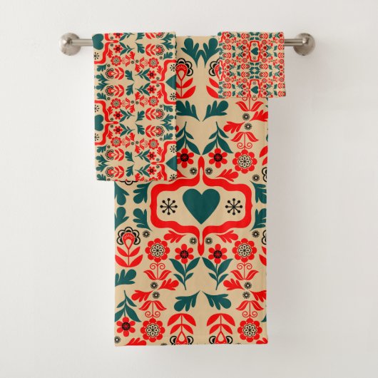 Boho Abstract Flower Art Badhandtuch Set (Insitu)