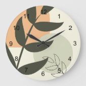 Boho Abstract Leaf Wall Clock Große Wanduhr (Vorderseite)