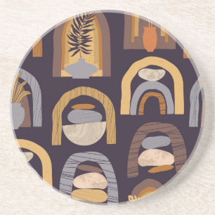 Boho-Abstract: Minimalistischer Vintage-Charme. Getränkeuntersetzer