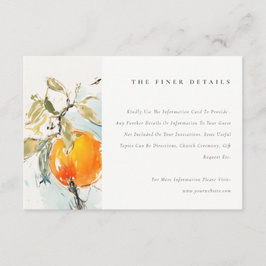 Boho Abstract Orange Garden Wedding Details Begleitkarte (Vorderseite)