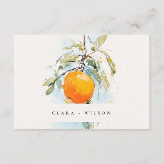 Boho Abstract Orange Garden Wedding Details Begleitkarte (Rückseite)