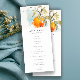 Boho Abstract Orange Garden Wedding Program Einladung