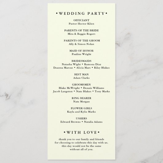 Boho Abstract Orange Garden Wedding Programm (Rückseite)