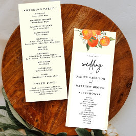 Boho Abstract Orange Garden Wedding Programm