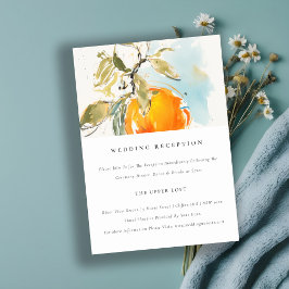 Boho Abstract Orange Garden Wedding Reception Begleitkarte