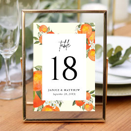 Boho Abstract Orange Garden Wedding Seating Tischnummer