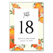 Boho Abstract Orange Garden Wedding Seating Tischnummer (Vorderseite)