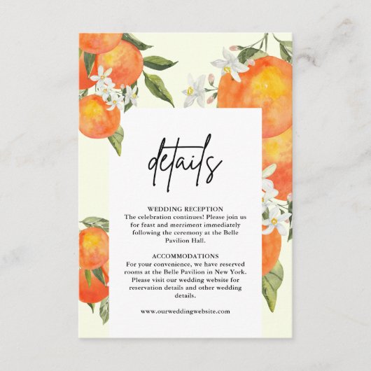 Boho Abstract Orange Wedding Details Begleitkarte (Vorderseite)