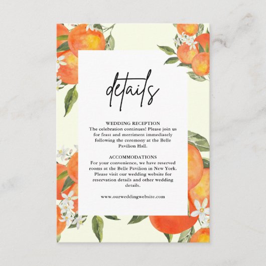 Boho Abstract Orange Wedding Details Begleitkarte (Vorderseite)