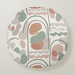 Boho Abstract Organic Shape Pillow - Earthy Terrac Rundes Kissen