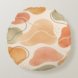 Boho Abstract Organic Shape Pillow - Earthy Terrac Rundes Kissen