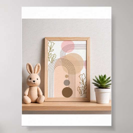 Boho-Abstract-Regenbogen- & Blumennursery-Wandkuns Poster (Vorne)