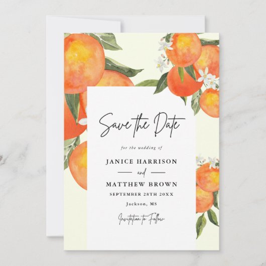 Boho Abstract Sketchy Orange Garden Wedding Save The Date (Vorderseite)