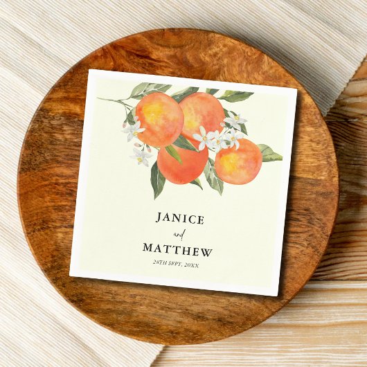 Boho Abstract Sketchy Orange Garden Wedding Serviette