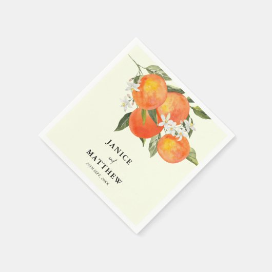 Boho Abstract Sketchy Orange Garden Wedding Serviette (Ecke)