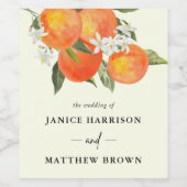 Boho Abstract Sketchy Orange Garden Wedding Weinetikett (Einzelnes Label)