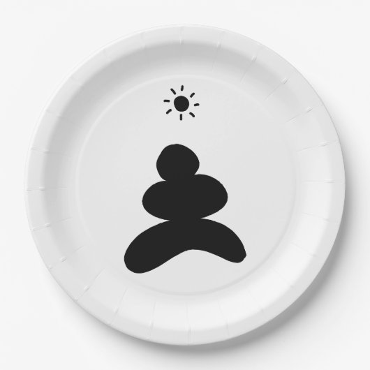 Boho abstract Stone and Sun Pappteller (Vorderseite)