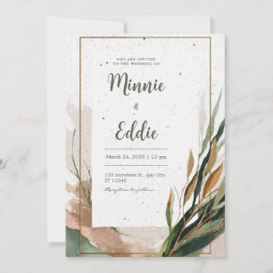 Boho Abstract Terrakotta Gold Rahmen Hochzeit Einladung