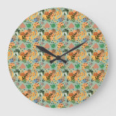 boho abstract tropical pattern -minimal leaf desig große wanduhr (Vorderseite)