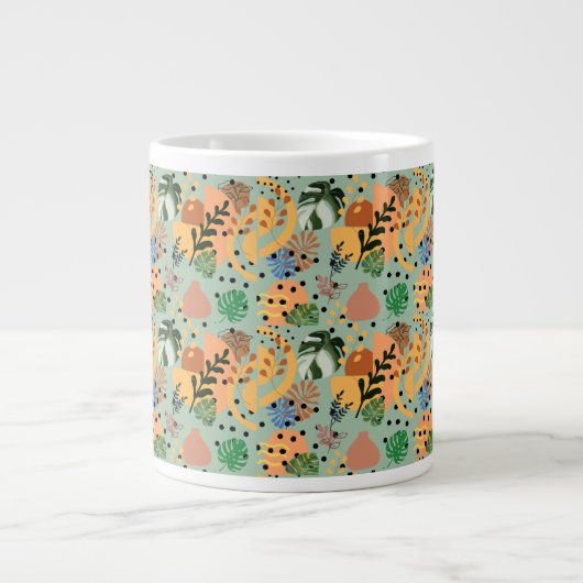 boho abstract tropical pattern -minimal leaf desig Jumbo-Tasse (Vorderseite)