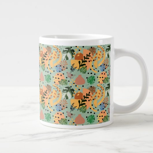 boho abstract tropical pattern -minimal leaf desig Jumbo-Tasse (Rechts)